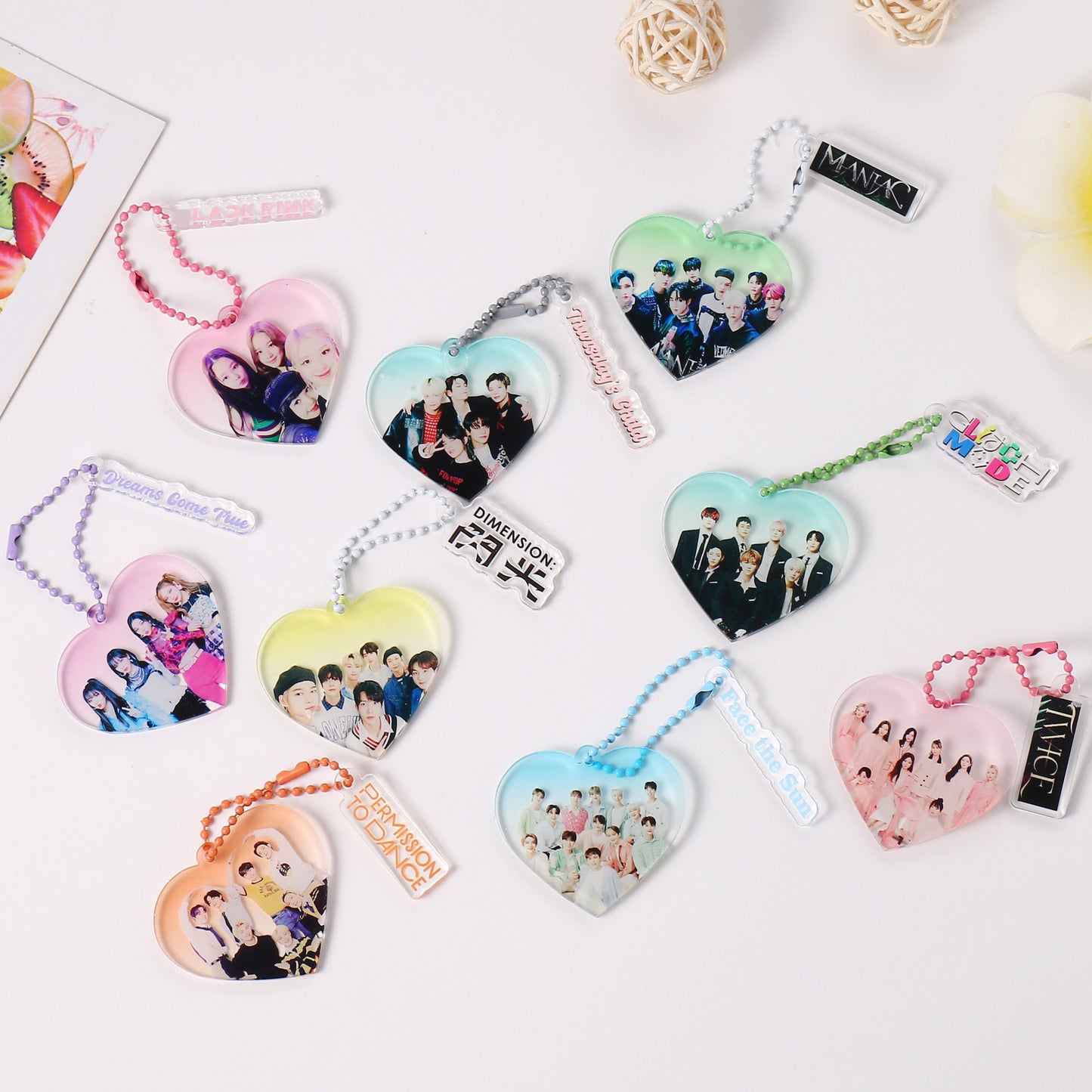 KPOP Heart Photo Keychains - BTS, NCT, Aespa, Twice, Blackpink, TXT, Stray Kids