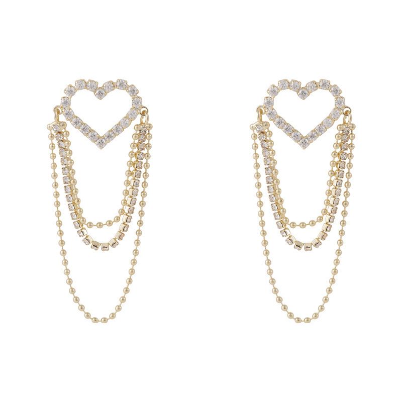 Diamanté Heart Chain Earrings