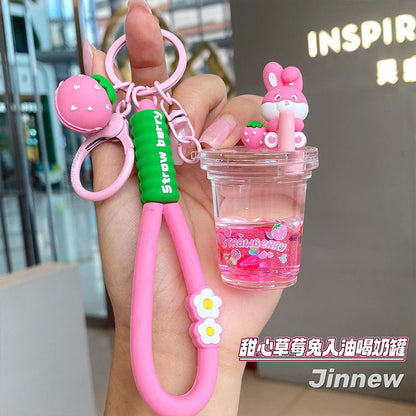 Kawaii Liquid Bunny Cup Keychain