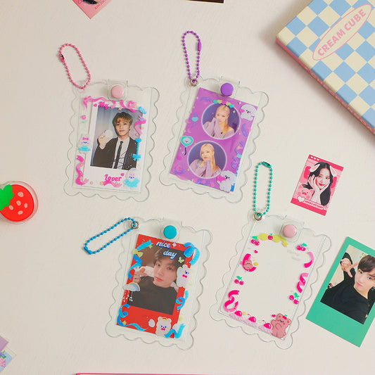 Kawaii Ribbon Photocard Holder Keychains