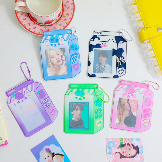 Kawaii Milk Carton Photocard Holder Keychains