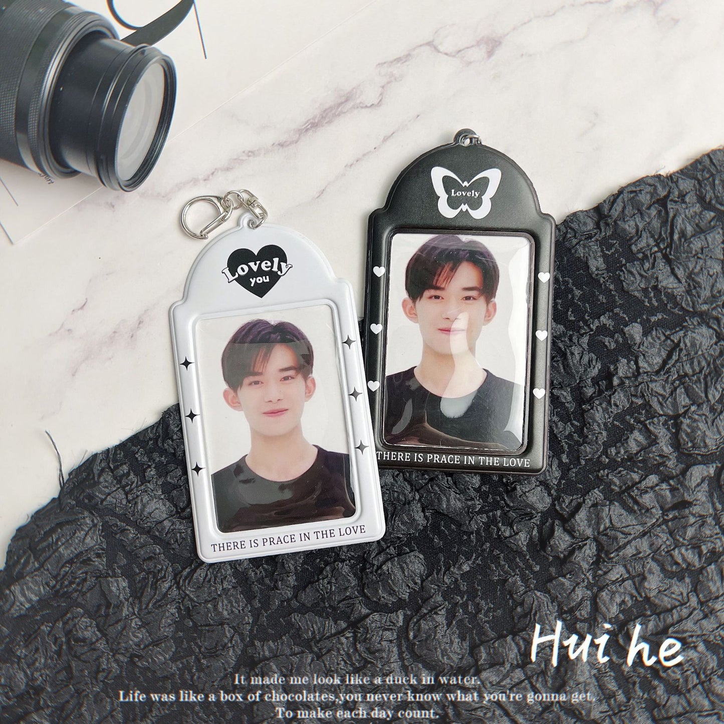 Black and White Photocard Holder Keychains