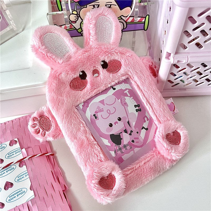Kawaii Pink Bunny KPOP Photocard Holder Keychain