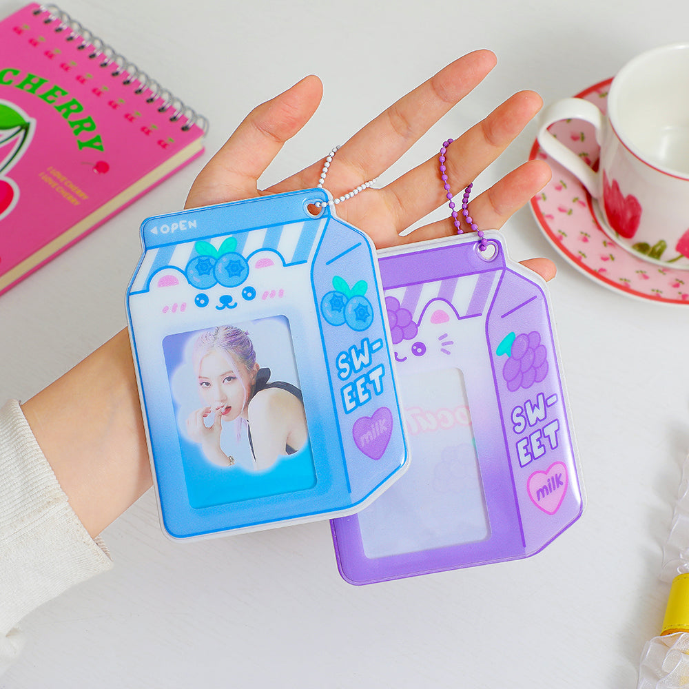 Kawaii Milk Carton Photocard Holder Keychains