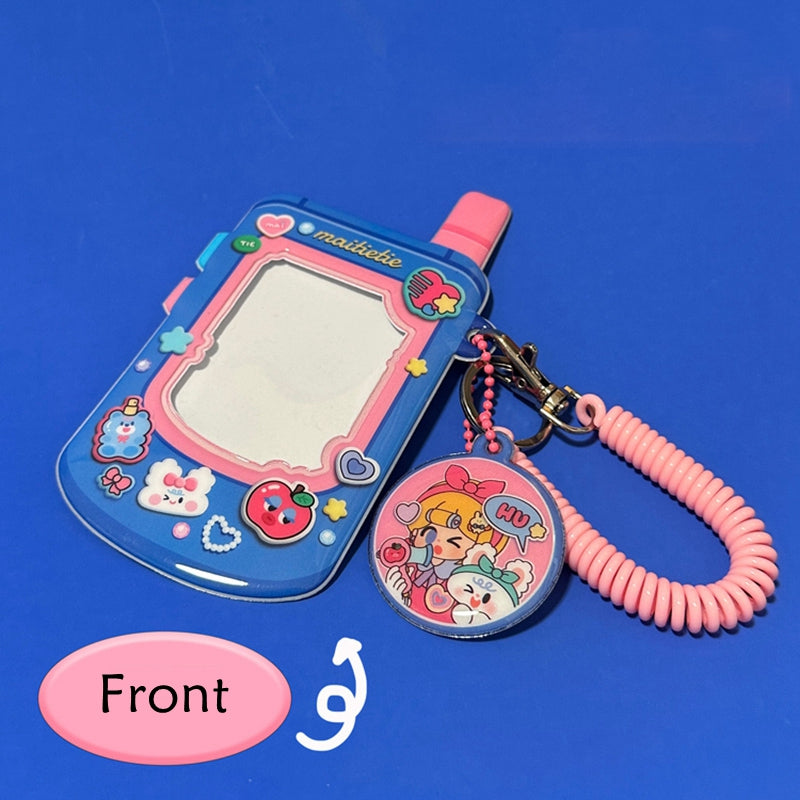 Kawaii Y2K Retro Flip Phone Photocard Holder (Blue)