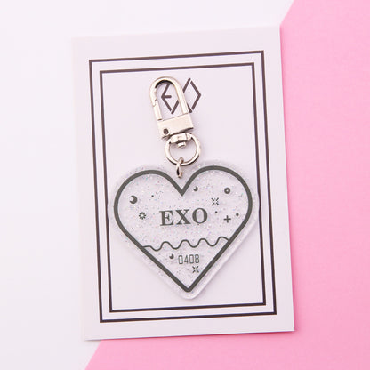 KPOP Glitter Heart Keychains - BTS, Army, EXO, Twice