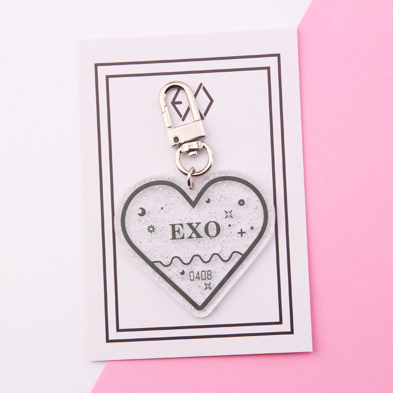 KPOP Glitter Heart Keychains BTS Army EXO Twice The Kawaii Magic Shop