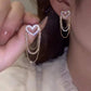 Diamanté Heart Chain Earrings