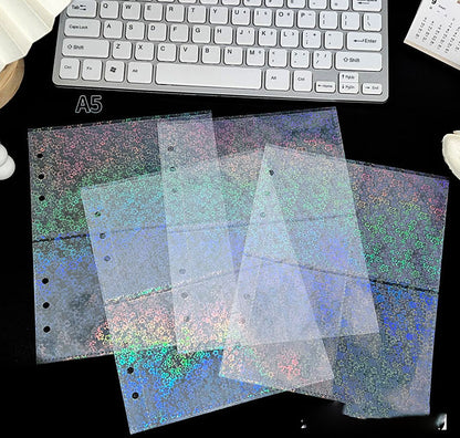 Holographic A5 Binder Refill Inserts (10 Pages) - Clear, Stars, and Cherry Blossom Designs