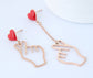 Korean Finger Heart Asymmetrical Earrings