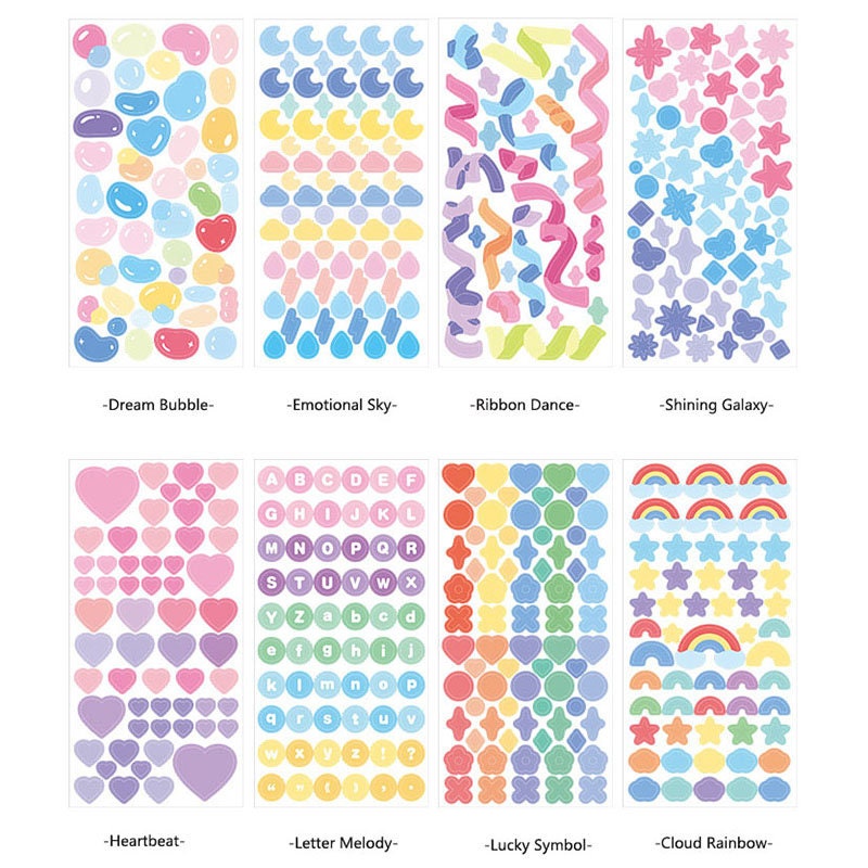Kawaii Rainbow Deco Stickers Sheet